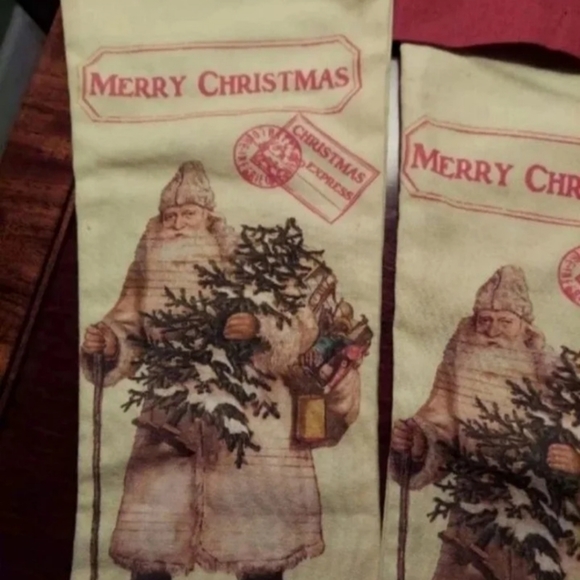 VINTAGE FATHER CHRISTMAS SANTA CLAUS STOCKINGS SET OF 2 - NWOT RARE! - Picture 10 of 14